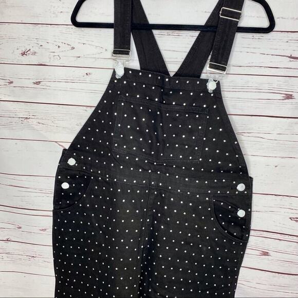 NWT WeWoreWhat Denim Rhinestone Crystals Black Overalls Jumpsuit Large Cotton - Picture 6 of 10